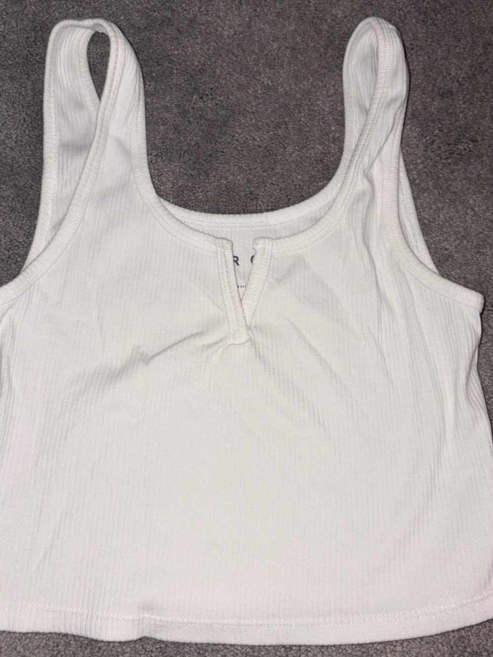 Aeropostale White Ribbed Tank Top with Notch Neck